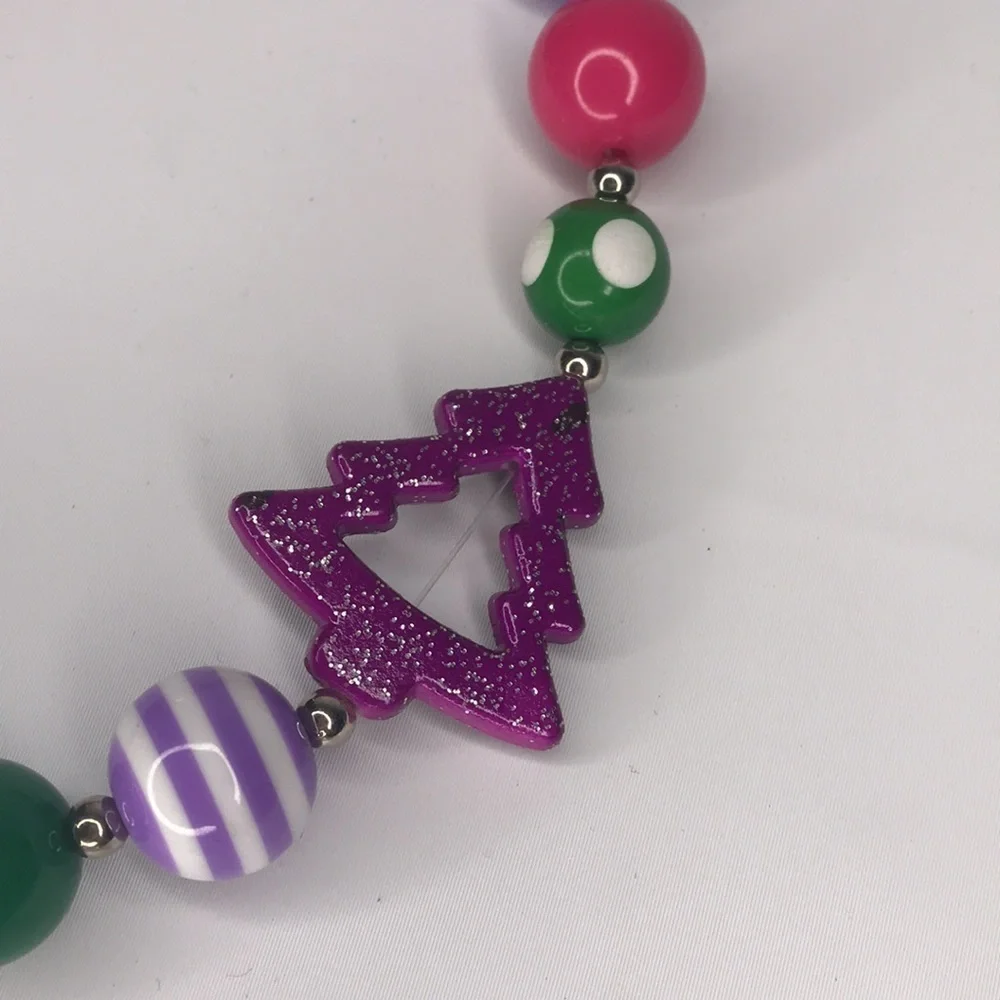 Christmas Tree‎ Chunky Bubblegum Beaded Necklace